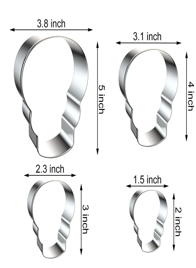 QAAQS Skull Cookie Cutter Set Large - 5 Inch, 4 Inch, 3 Inch, 2 Inch - Halloween Day of the Dead Cookie Cutters Shapes Biscuit Molds - Stainless Steel - Image 2